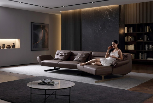 Design Narożnikowa kanapa Żywy krajobraz Sofa Couch L Shape Podkładka Couchen Skóra