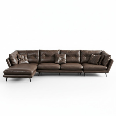Skórzana sofa kanapa Żywy krajobraz Narożnik Design Nowoczesna sofa Narożnikowa kanapa w kształcie litery L