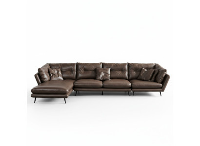 Skórzana sofa kanapa Żywy krajobraz Narożnik Design Nowoczesna sofa Narożnikowa kanapa w kształcie litery L