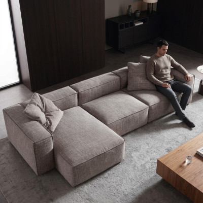 Design Tapicerka Włókiennicza Nowoczesny Elegancki Design Materiał Narożnikowa kanapa w kształcie litery L