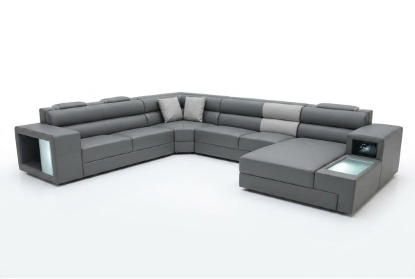 Żywy krajobraz Design Nowoczesne Skóra Sofy Szara Nowa Sofa Kształt U Sofa Tkaninowa Kanapa