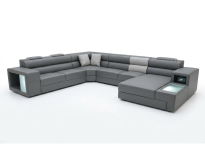 Żywy krajobraz Design Nowoczesne Skóra Sofy Szara Nowa Sofa Kształt U Sofa Tkaninowa Kanapa