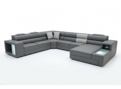 Żywy krajobraz Design Nowoczesne Skóra Sofy Szara Nowa Sofa Kształt U Sofa Tkaninowa Kanapa