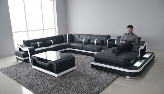 Narożnikowa kanapa Kształt U Żywy krajobraz Sofa Couch Podkładka Narożnik Materiał Sofy Nowość