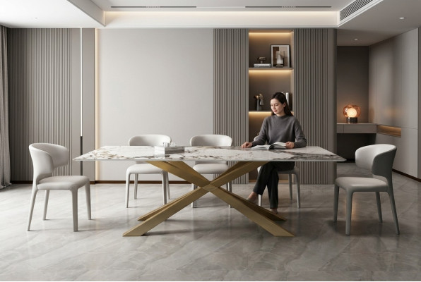 Design Living stoły Jadalnia Pokój 180x90cm Meble Tabela Stół obiadowy Stal nierdzewna x Nogi
