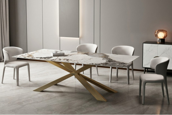 Design Living stoły Jadalnia Pokój 180x90cm Meble Tabela Stół obiadowy Stal nierdzewna x Nogi