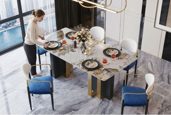 Tabela Marmur Style Kuchnia Nowoczesny Stół obiadowy stoły jadalnia Luxury Meble Design