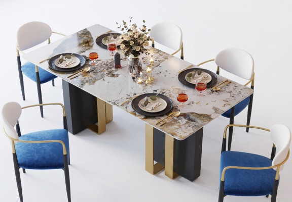 Tabela Marmur Style Kuchnia Nowoczesny Stół obiadowy stoły jadalnia Luxury Meble Design