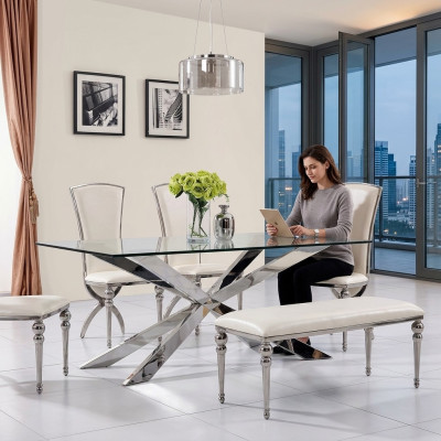 Luksusowe stoły do ​​jadalni Tabela Design jadalnia 180x90cm Szkło Meble Design stoły Nowość