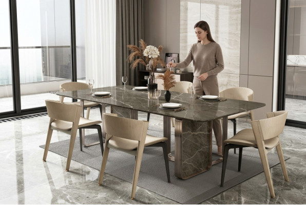 Stół obiadowy jadalnia Modern Stal nierdzewna kuchnia stoły Design Tabela Metal Living Room