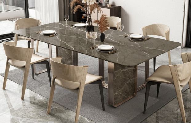 Stół obiadowy jadalnia Modern Stal nierdzewna kuchnia stoły Design Tabela Metal Living Room