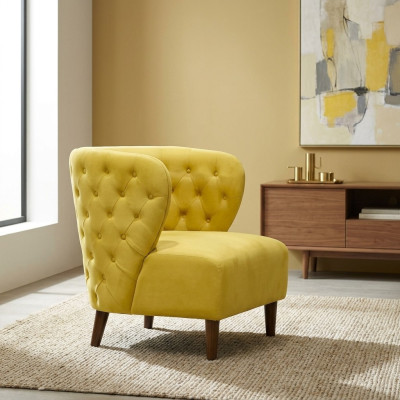 Żółty Chesterfield Fotel xl Włókienniczy Materiał Kanapy Sofy Creative Meble