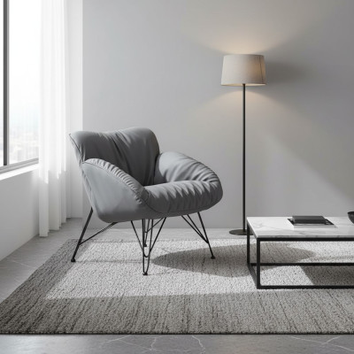 Fotel Soft TV do salonu Sofa Fotel Krzesło Aksamit Szary