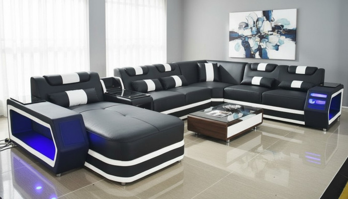 Żywy krajobraz Couch Włókienniczy Skóra Sofy Podkładka Narożnik Design Narożnikowa kanapa Kształt U