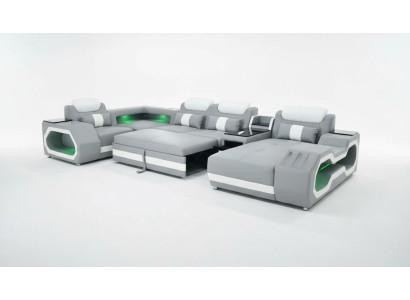 Szara Nowa Sofa Kształt U Sofa Tkaninowa Żywy krajobraz Design Nowoczesne Sofy Skóra
