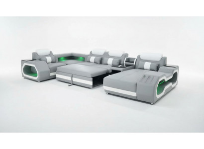 Szara Nowa Sofa Kształt U Sofa Tkaninowa Żywy krajobraz Design Nowoczesne Sofy Skóra