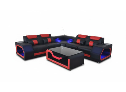 Salon Narożnikowa kanapa Tekstylna Skóra Drewno Nowoczesny Design Kanapa Tapicerowana w kształcie litery L Nowość