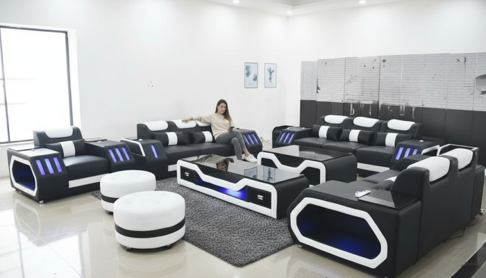 Zestaw sofowy Zestaw 3+2+1 miejsce do siedzenia stolik kawowy Ustaw Design Modern 4-częściowy Modern