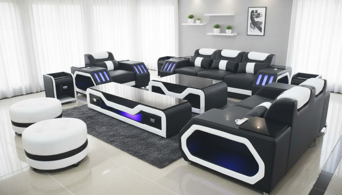 Zestaw sofowy Zestaw 3+2+1 miejsce do siedzenia stolik kawowy Ustaw Design Modern 4-częściowy Modern