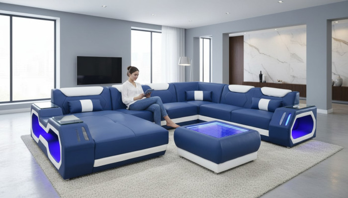 Sofy U Shape Narożnikowa kanapa Podkładka Kanapa Skóra Narożnik Nowy Żywy krajobraz Designer Couch
