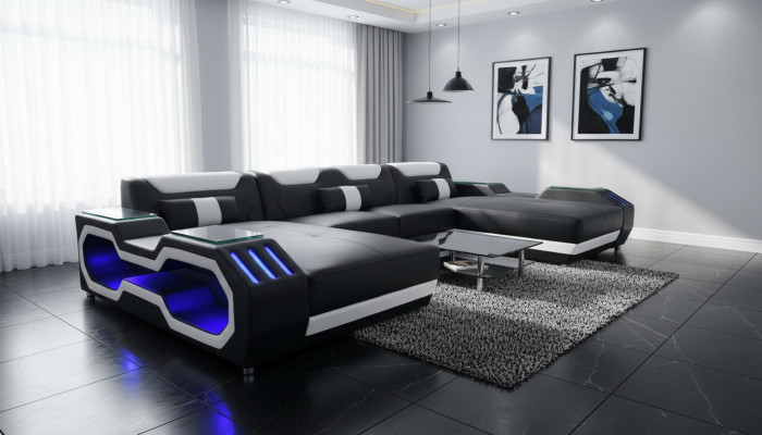 Narożnikowa kanapa Kształt U Żywy krajobraz Sofa Couch Podkładka Narożnik Materiał Sofy Skóra