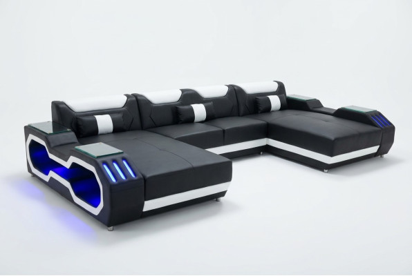 Narożnikowa kanapa Kształt U Żywy krajobraz Sofa Couch Podkładka Narożnik Materiał Sofy Skóra