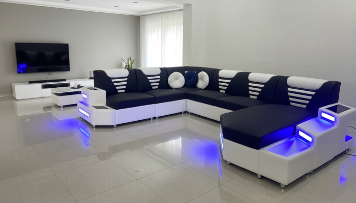 Design Nowoczesna Sofa Kanapa Narożnikowa Kanapa Kształt U Skórzana kanapa Żywy krajobraz Narożnikowa kanapa