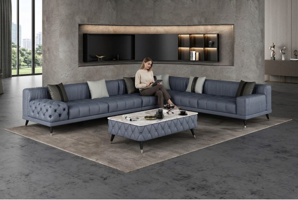 Narożnikowa kanapa Sofa w kształcie litery L Sofa do salonu Podkładka Sofy Nowy Design Skóra