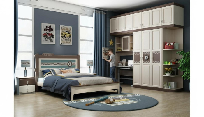 Sypialnia Kompletny zestaw Łóżko Stolik nocny Kredens 6-częściowe zestawy Design Drewno Meble