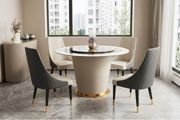 Marmur Stół obiadowy Modern jadalnia salon Kuchnia stoły Design Tabela Okrągłe Nowość