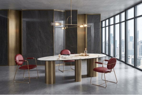 jadalnia Meble Stal nierdzewna Owalny Stół obiadowy Tabela Design stoły Luxury Meble Okrągłe Nowość