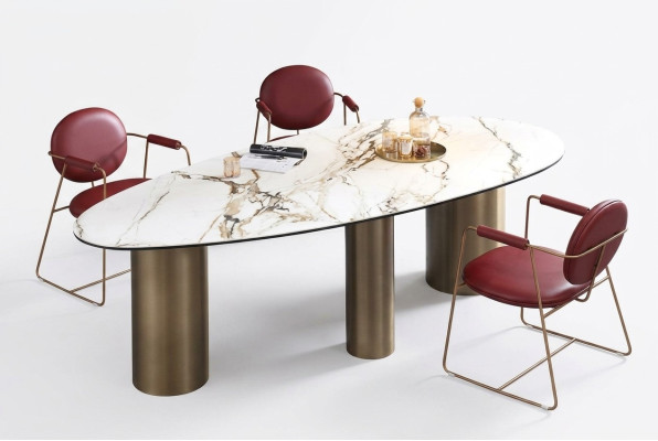 jadalnia Meble Stal nierdzewna Owalny Stół obiadowy Tabela Design stoły Luxury Meble Okrągłe Nowość