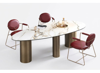 jadalnia Meble Stal nierdzewna Owalny Stół obiadowy Tabela Design stoły Luxury Meble Okrągłe Nowość