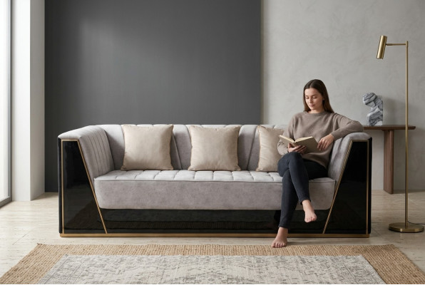 Sofa 3 miejsce do siedzenia Sofy Luksusowe Włókiennicze Kanapy duża Podkładka Designer Meble trzymiejscowe