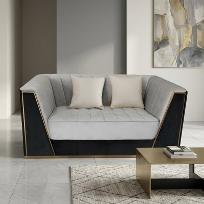 Luksusowa Sofa 2-osobowa Meble Design Podkładka Czarny Włókienniczy Aksamit Sofy Kanapy