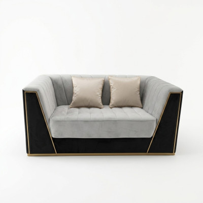Luksusowa Sofa 2-osobowa Meble Design Podkładka Czarny Włókienniczy Aksamit Sofy Kanapy