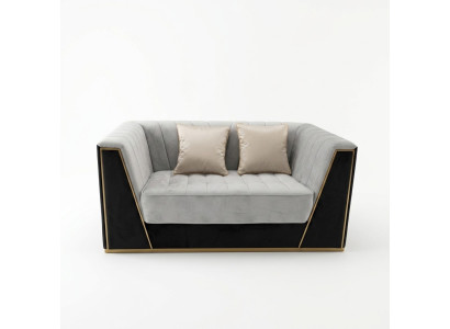 Luksusowa Sofa 2-osobowa Meble Design Podkładka Czarny Włókienniczy Aksamit Sofy Kanapy
