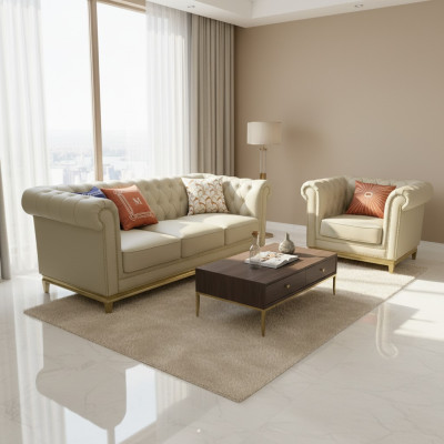 Zestaw Sof Classic Luxury Chesterfield 3+2+1 miejsce do siedzenia Meble tapicerowane Sofy Sofy Nowe