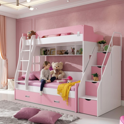 Łóżko młodzieżowe Rosa łóżko składane Podwójne łóżko piętrowe Łóżko piętrowe Drewno Meble Drewno Nowe