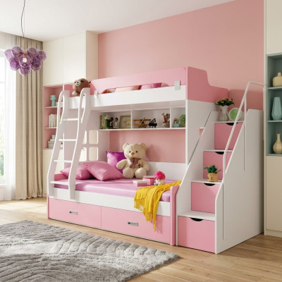 Łóżko młodzieżowe Rosa łóżko składane Podwójne łóżko piętrowe Łóżko piętrowe Drewno Meble Drewno Nowe