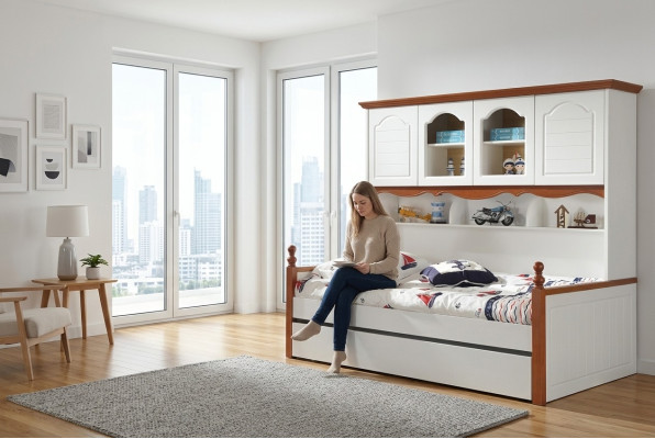 Łóżko Dziecięce Młodzieżowe Pokój Łóżko Drewno Sypialnia Living Country House Meble Nowe