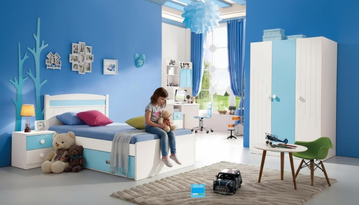Komplet dziecięcy Pokój młodzieżowy Łóżko Kredens Szafa Tabela Office 4 szt. Meble
