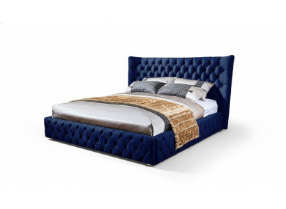 łóżko Chesterfield Desi180x200gn Podwójne łóżko Meble Podkładka Włókienniczy Blue Łóżko Nowe