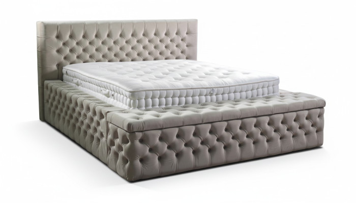 Chesterfield Double Hotel bed Sleep Pokój Skóra Nowoczesne łóżko Podkładka