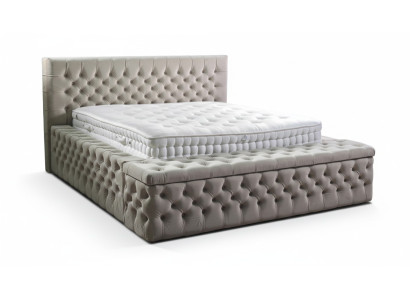 Chesterfield Double Hotel bed Sleep Pokój Skóra Nowoczesne łóżko Podkładka