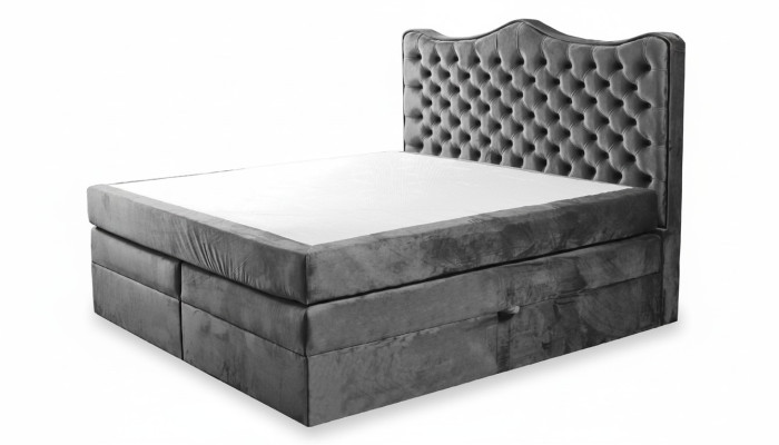 Łóżko skrzyniowe z materacem sprężynowym Podkładka Łóżko Hotel Skóra Włókienniczy Materiał 180x200cm Aksamit Meble
