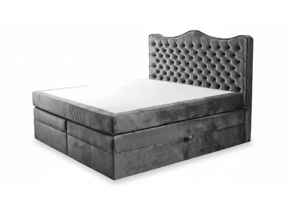 Łóżko skrzyniowe z materacem sprężynowym Podkładka Łóżko Hotel Skóra Włókienniczy Materiał 180x200cm Aksamit Meble