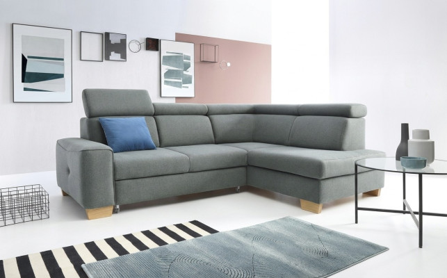 Nowoczesna sofa narożnikowa kanapa tapicerowana tkaniną sofa rozkładana zamów podkładkę