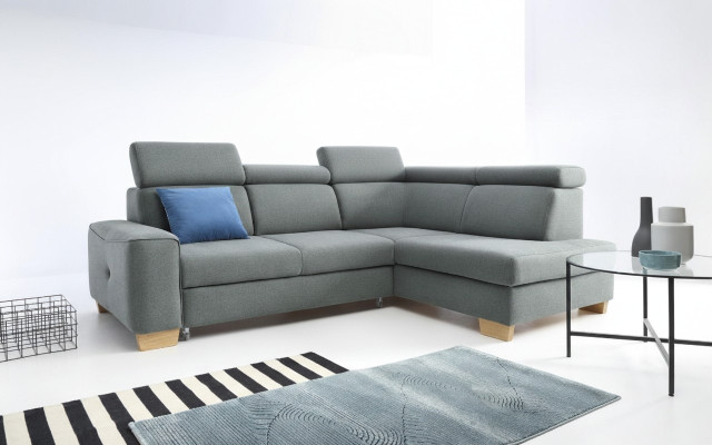 Nowoczesna sofa narożnikowa kanapa tapicerowana tkaniną sofa rozkładana zamów podkładkę