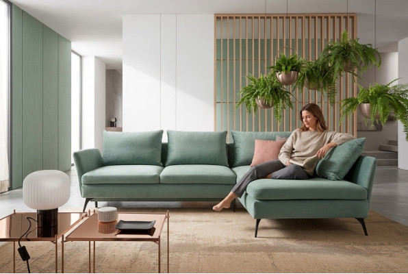 Salon Zielone Meble Włókiennicze Sofy Narożnikowa kanapa L Shape Couch Meble tapicerowane